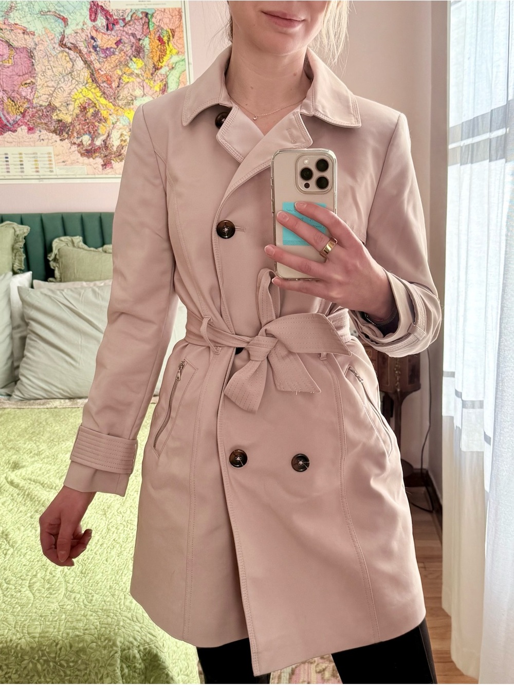 Express Light Beige Pink Trench Coat Size S
